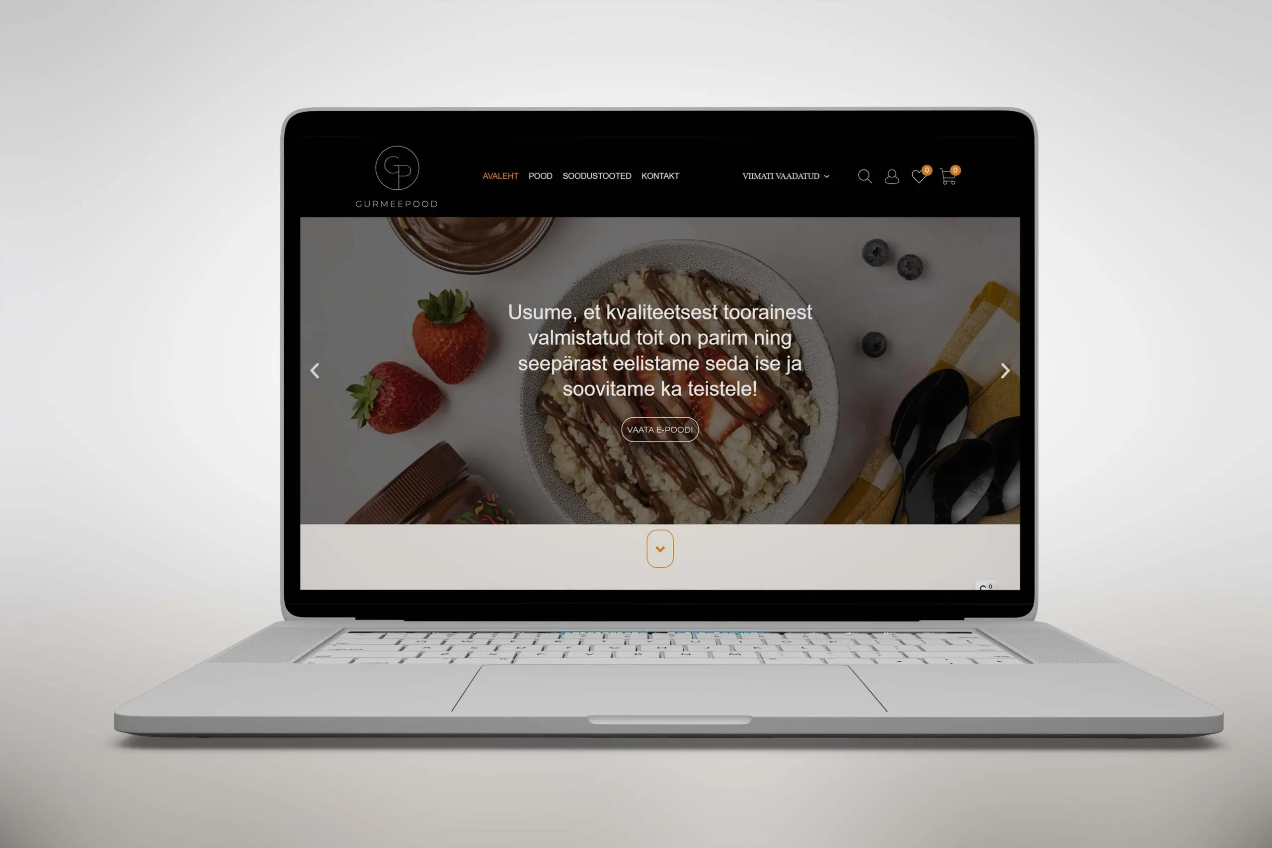 Gurmeepood arvutis veebileht makett VDisain