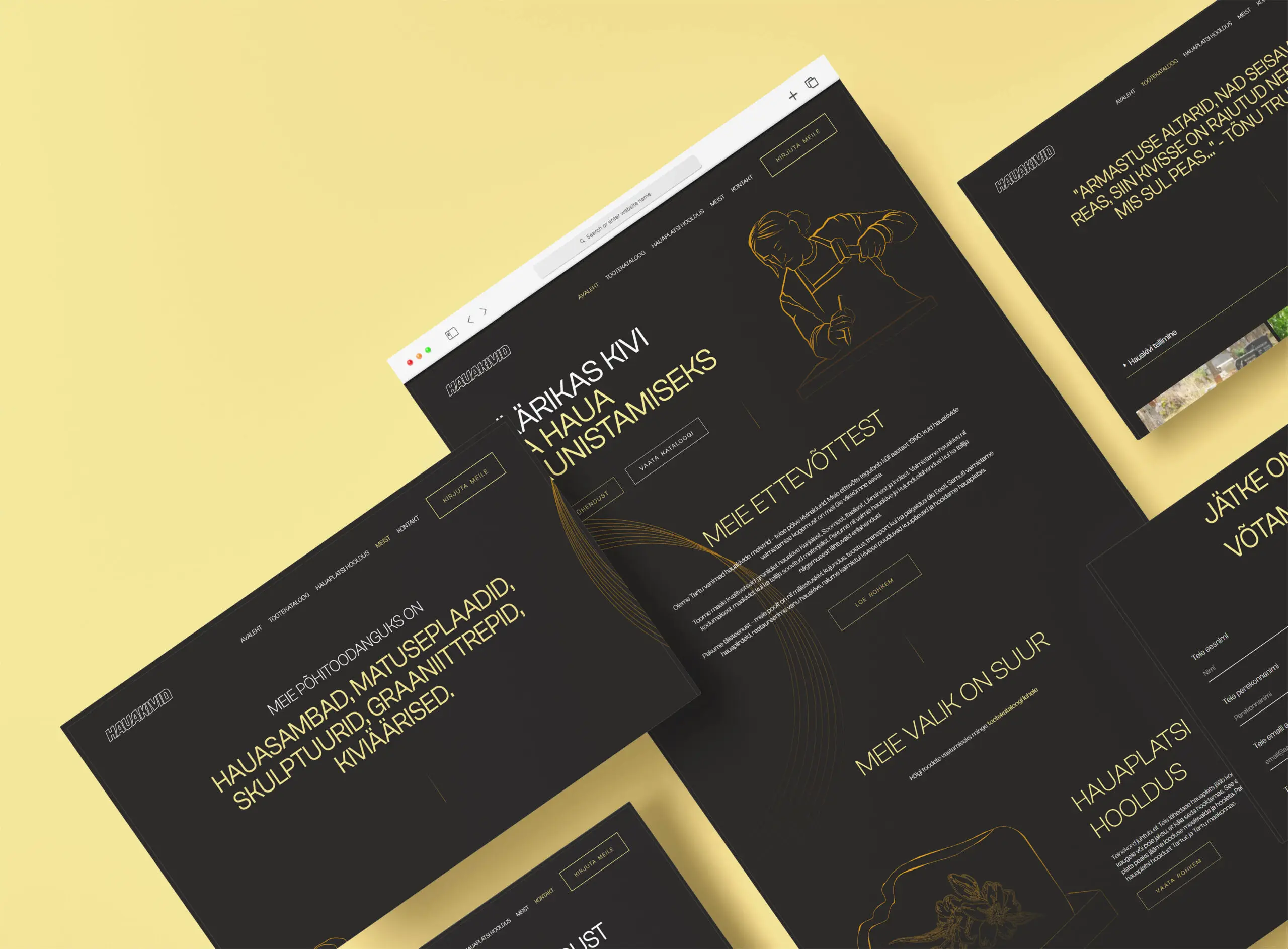 Hauakivid erinevad veebilehed makett VDisain