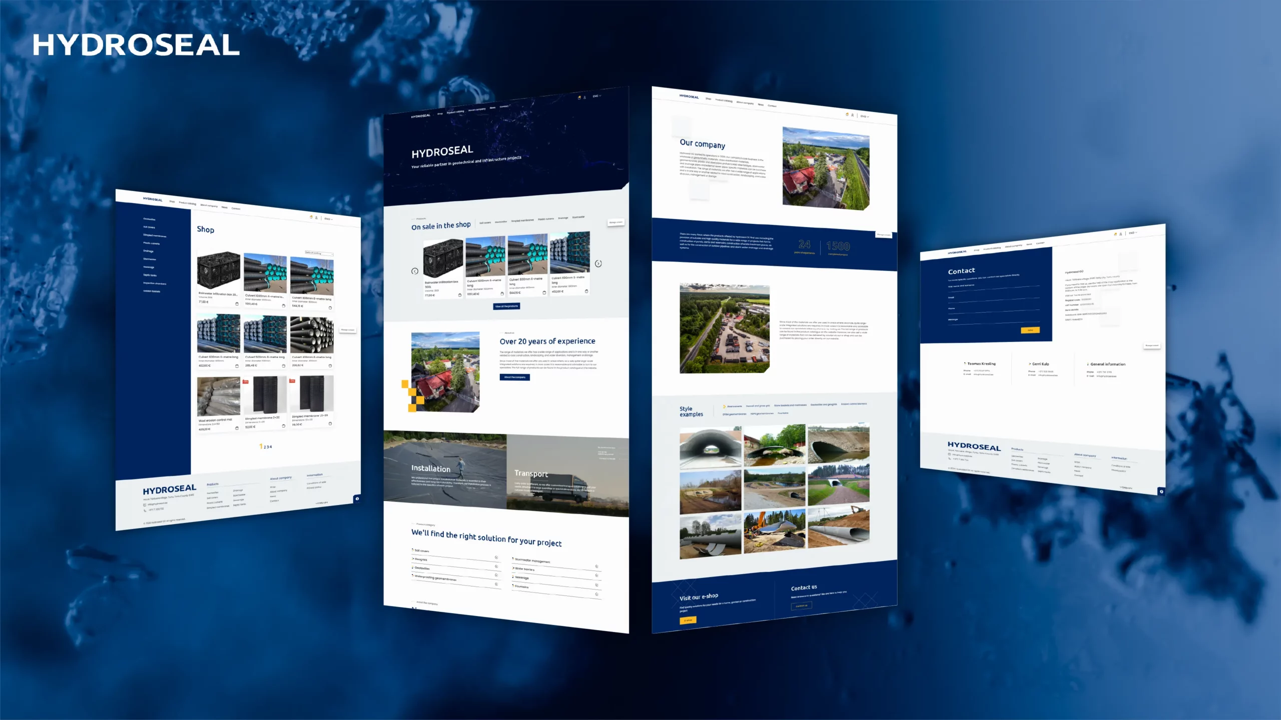 Hydroseal erinevad veebilehed makett VDisain