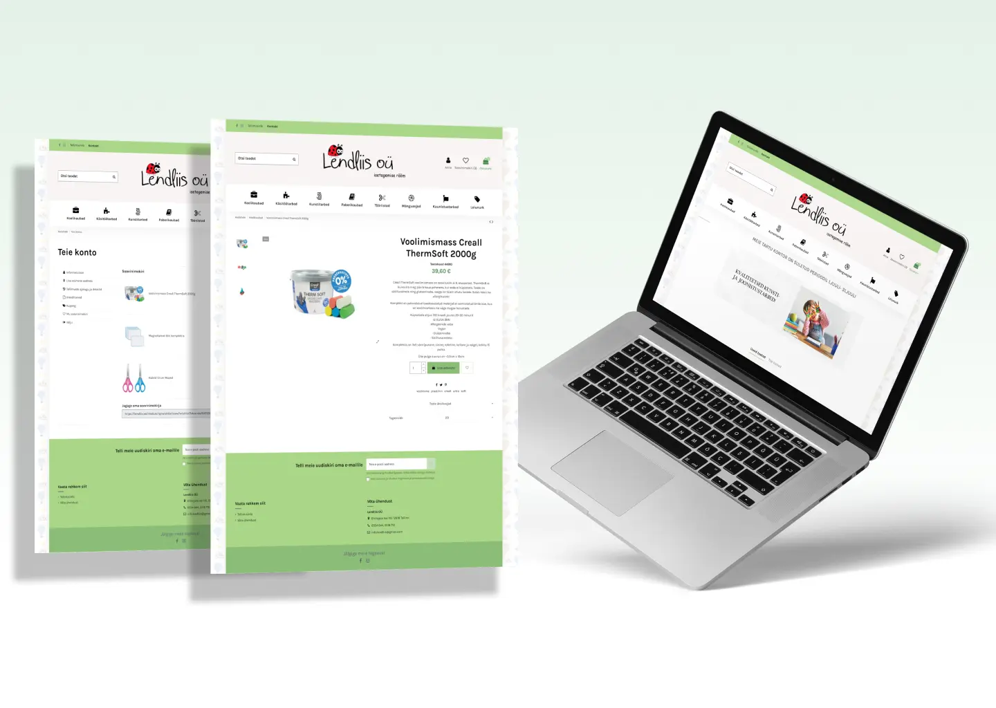 Lendliis arvutis veebileht makett VDisain