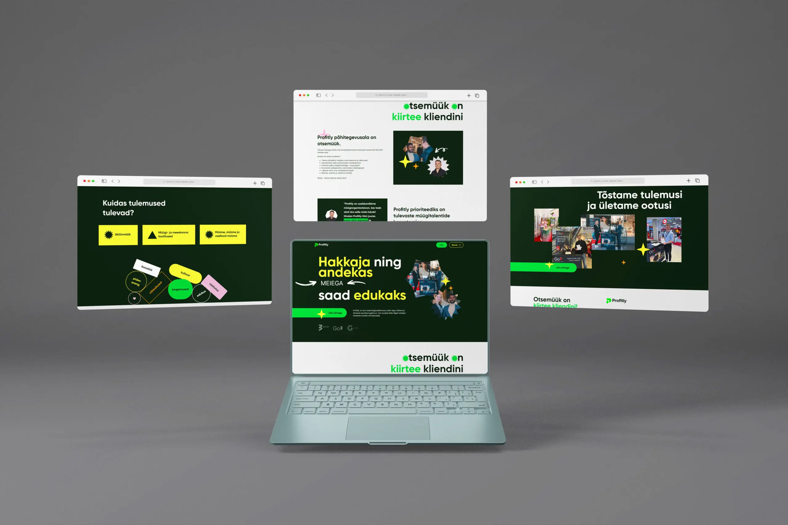 Profitly erinevad veebilehed makett arvutis VDisain