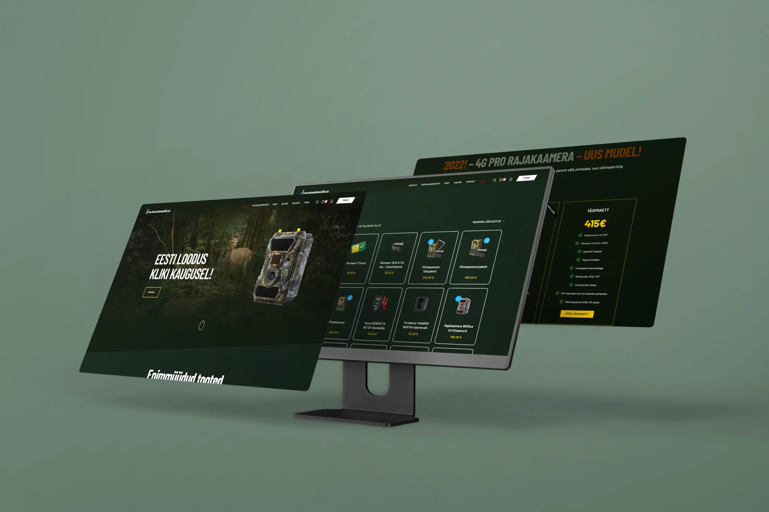 Rajakaamerad arvutis veebileht makett VDisain