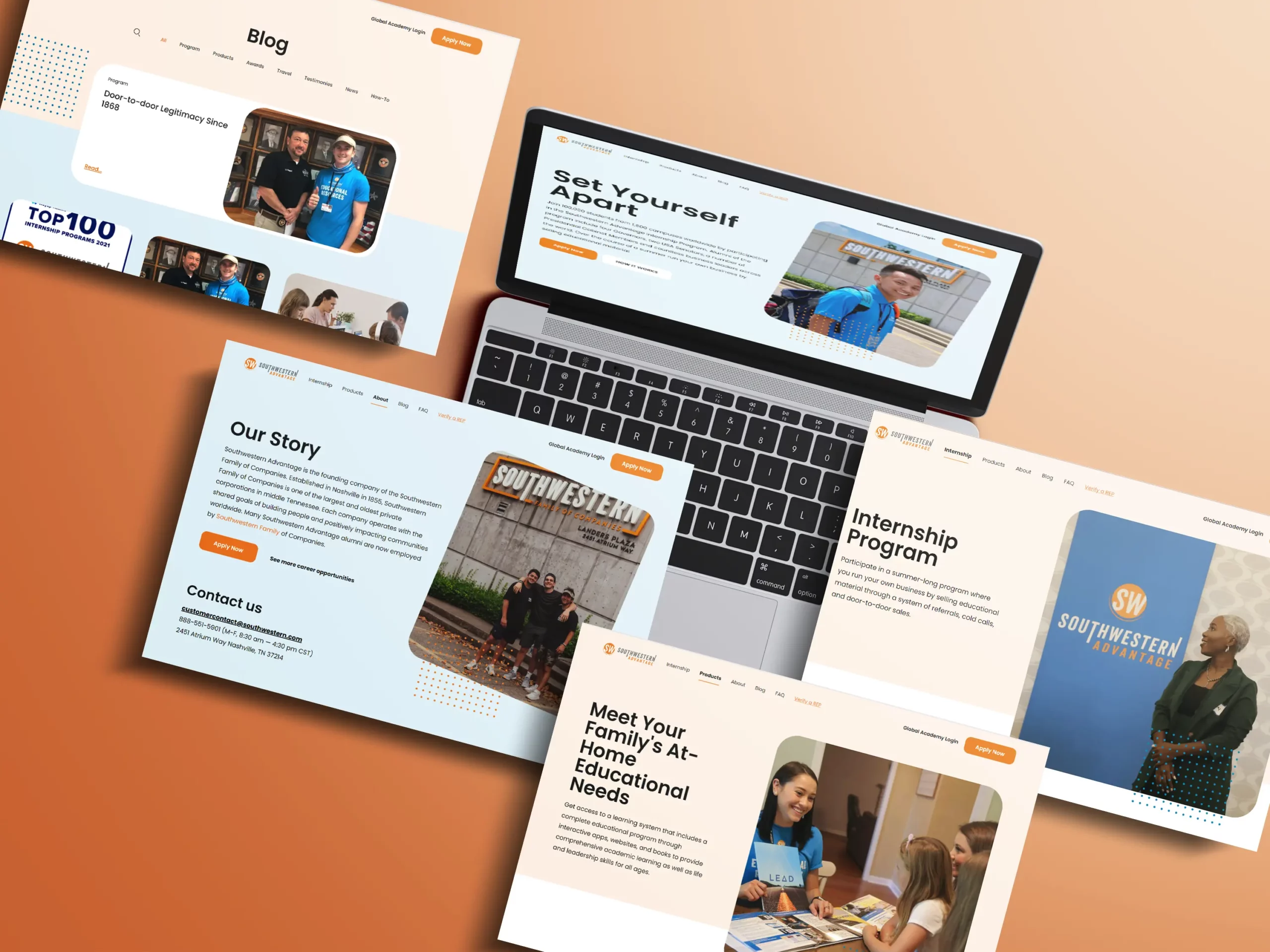 Southwestern Advantage erinevad veebilehed makett VDisain