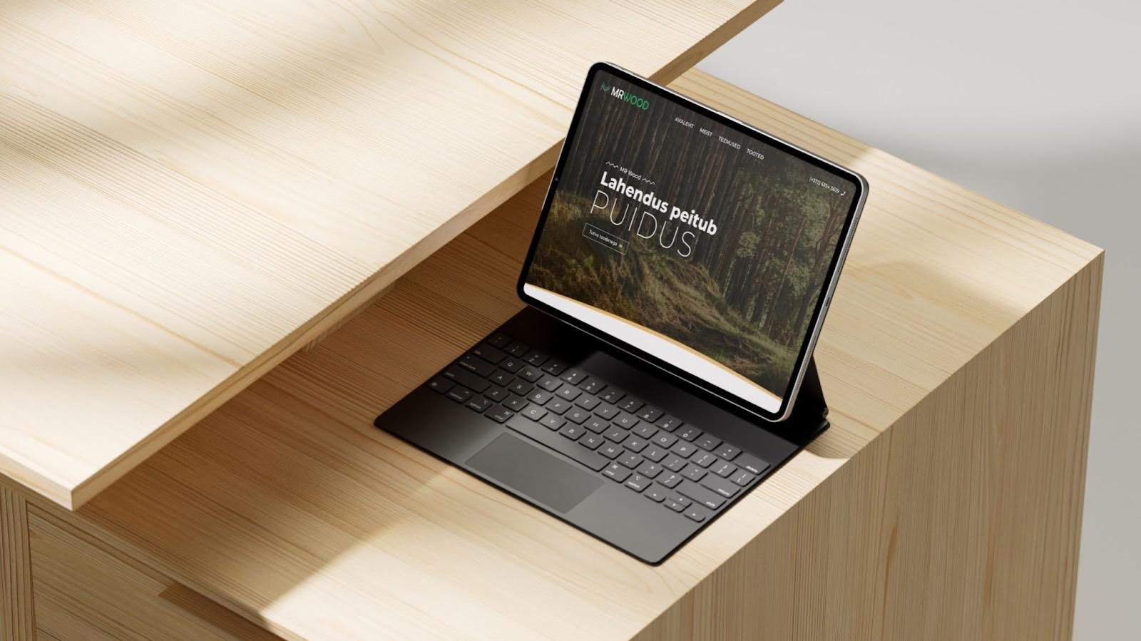 mr.wood-juhtumiuuring tahvelarvutis avatud veebileht VDisain